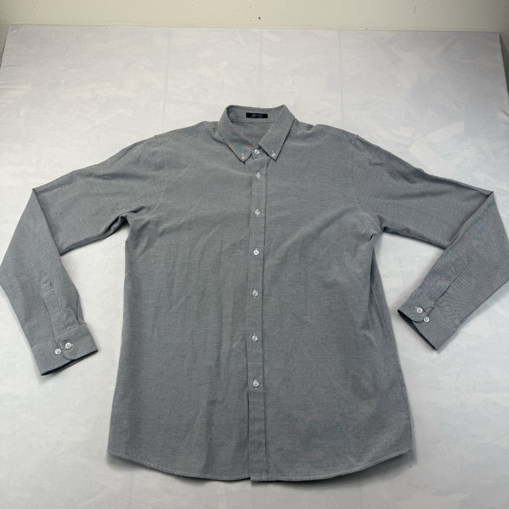 Givon Mens Shirt XL Gray Button Down Long Sleeve Casual Minimalist Clean
